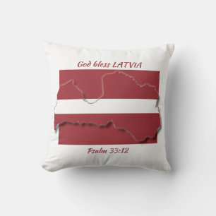 ANPASSNINGSBARNA LATVIA FLAGGA Patriotic Scripture Kudde