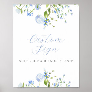 Anpassningsbarna Light Blue Blommigt Editable Digi Poster