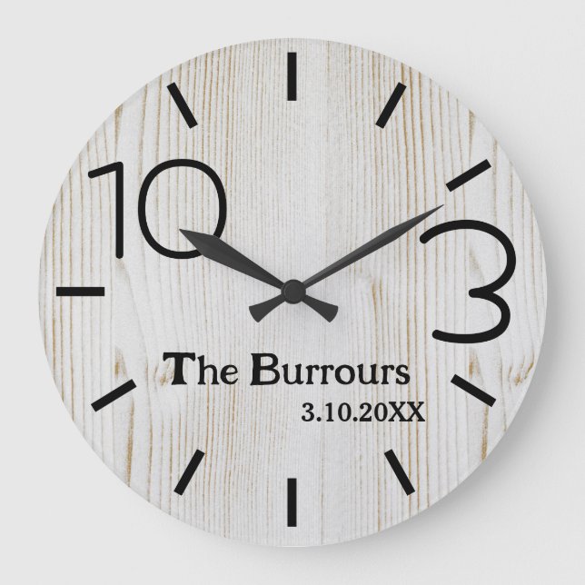 Anpassningsbarna Light Wood Simple Number Family N Stor Klocka (Framsida)