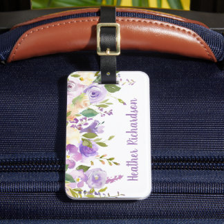 Anpassningsbarna Lilac Blommigt Monogrammed Bagagebricka