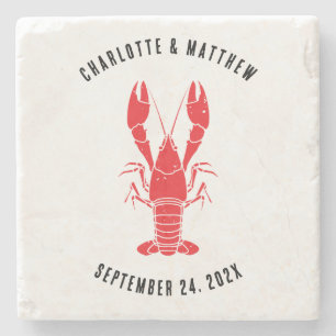 Anpassningsbarna Lobster Boil Coastal Beach Weddin Stenunderlägg