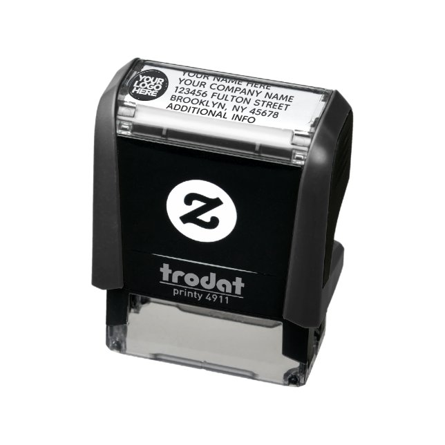 ANPASSNINGSBARNA LOGOTYP RETURADRESS 5 LINJER SJÄLVFÄRGANDE STÄMPEL (Produkt)