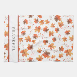 Anpassningsbarna Löv och Terracotta Rand Kökshandduk