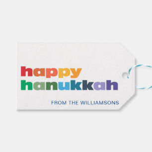 Anpassningsbarna lycklig Hanukkah Minimalist Rainb Presentetikett