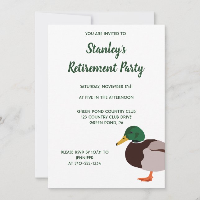 Anpassningsbarna Mallard Anka Realistic Illustrati Inbjudningar (Framsida)