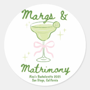 Anpassningsbarna Margs & Matrimony Bachelorette Runt Klistermärke