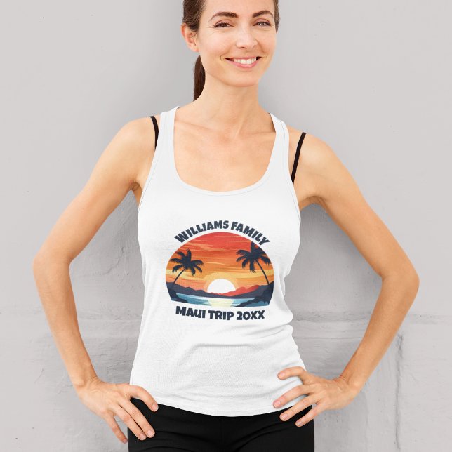 Anpassningsbarna Maui Vacation Sunrise Handflatan  Linne Med Racerback (Skapare uppladdad)