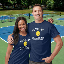 Anpassningsbarna Michigan Pickleball Add Klubb Par T Shirt