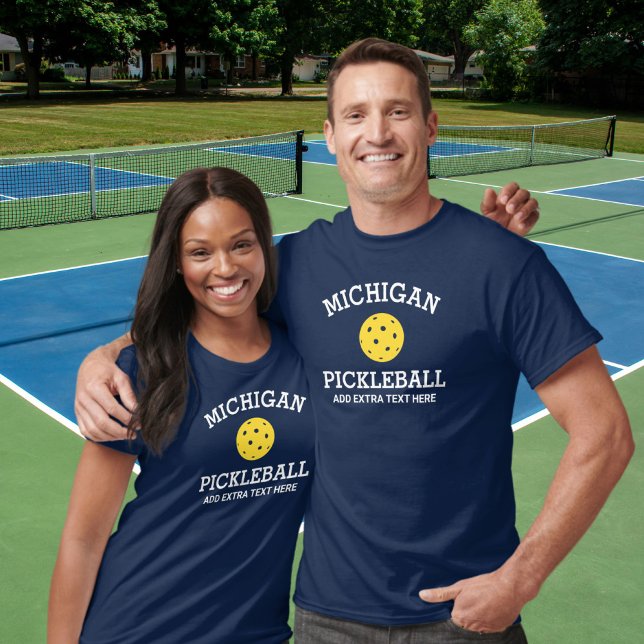 Anpassningsbarna Michigan Pickleball Add Klubb Par T Shirt (Skapare uppladdad)
