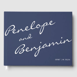 Anpassningsbarna MinimalistNavy Blue Boho Script B Gästböcker