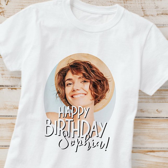 Anpassningsbarna Modern Coola Roligt Foto Birthday T Shirt (Skapare uppladdad)