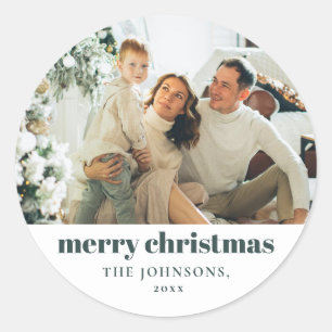 Anpassningsbarna Modern Elegant God jul Mörk grönt Runt Klistermärke