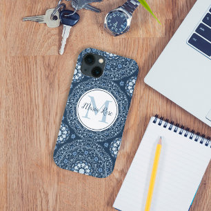 Anpassningsbarna Modern Monogram Blue Simple Manda