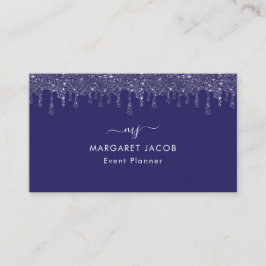 Anpassningsbarna Modern Navy Blue Glitter Drip Visitkort