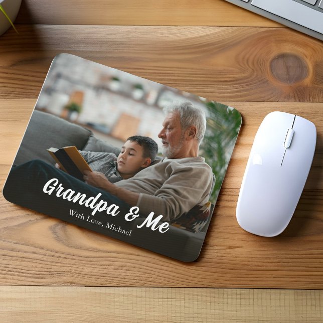 Anpassningsbarna Modern Photo Grandpa och Me Musmatta (Grandpa and Me personalized mouse pad)