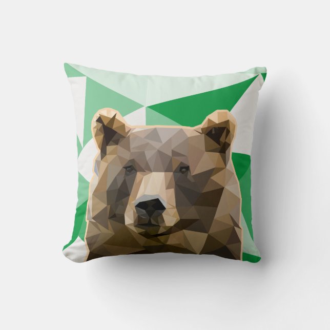 Anpassningsbarna Modern polygon Brown Bear Kudde (Framsida)