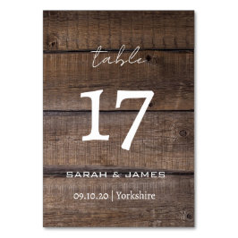 Anpassningsbarna Modern Rustic Oak Script Bröllop Bordsnummer