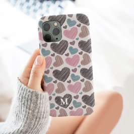 Anpassningsbarna Modern Scribble Hearts Monogram