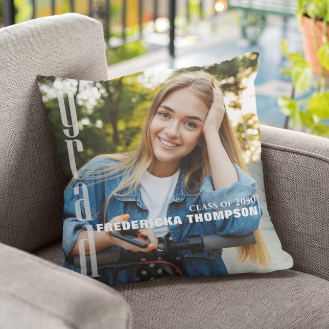 Anpassningsbarna Modern Studenten-fotomall Kudde (Graduation photo keepsake custom throw pillow)