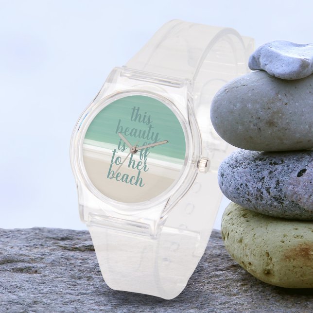 Anpassningsbarna Modern turkos Ocean Beach Armbandsur (Add your own quote or keep the one shown to this tropical ocean beach watch)