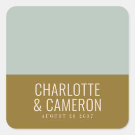 Anpassningsbarna Modern Typografi Blue och Olive B Fyrkantigt Klistermärke