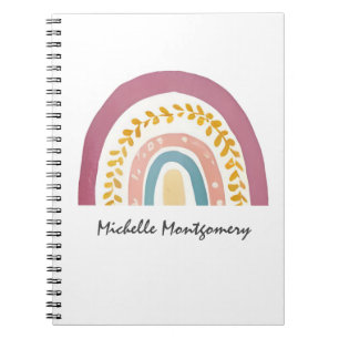 Anpassningsbarna Modern Watercolor Boho Rainbow Anteckningsbok