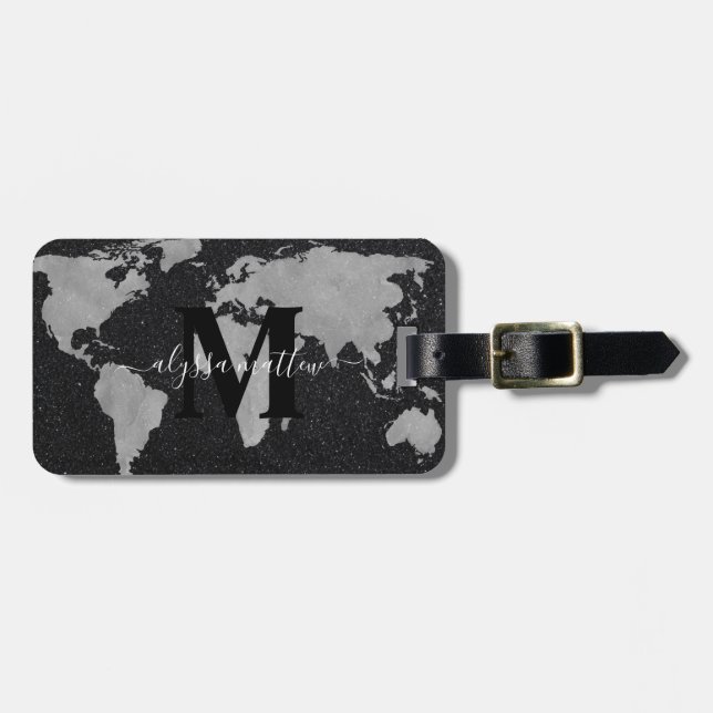 Anpassningsbarna Monogram Anpassningsbar World Map Bagagebricka (Horisontell Framsida)