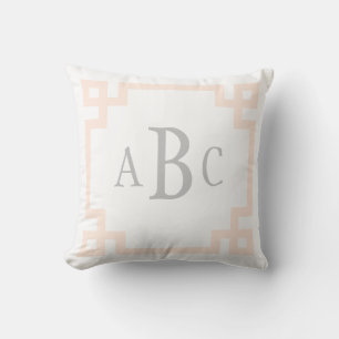 Anpassningsbarna Monogram Cream och persikor i Nyc Kudde
