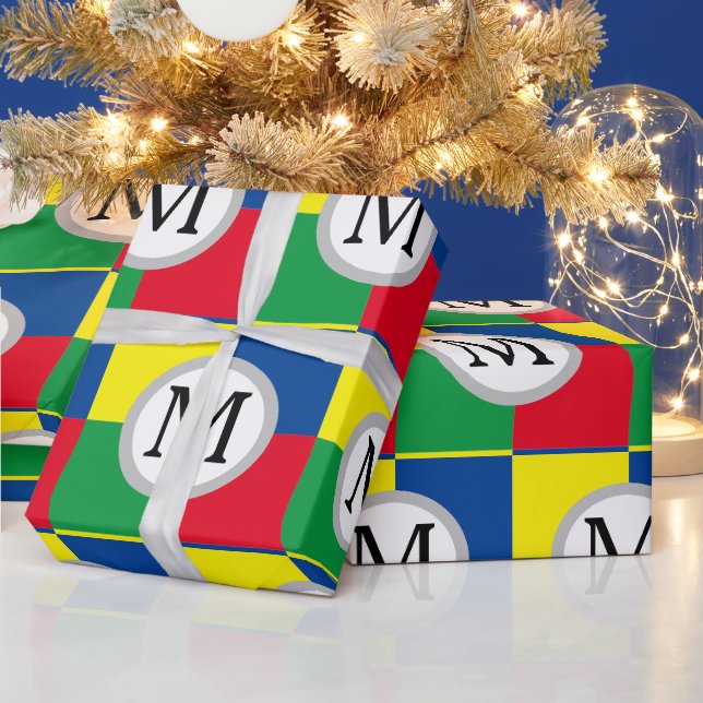 Anpassningsbarna Monogram för färgfyllda fyrkanter Presentpapper (Helgdagar)