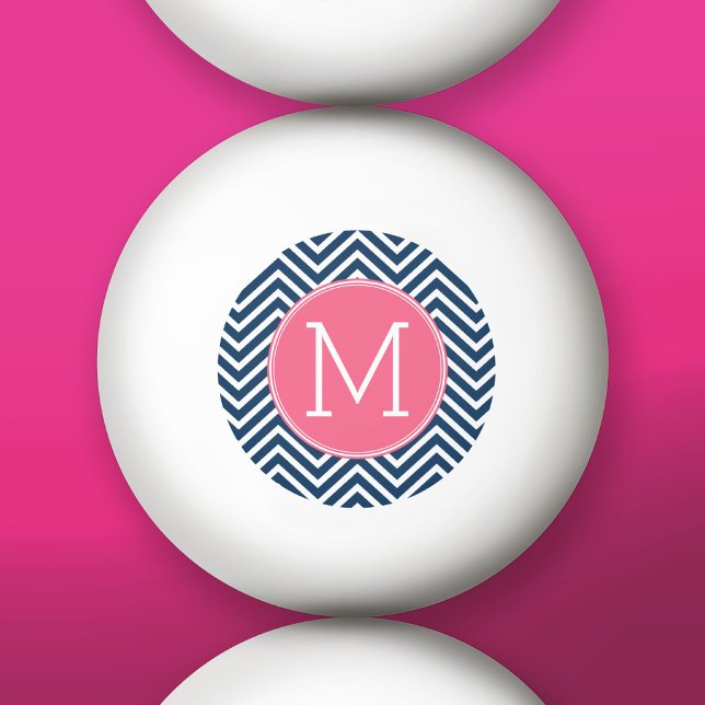 Anpassningsbarna Monogram för marin blå och Magent Pingisboll (Custom Ping Pong Balls)