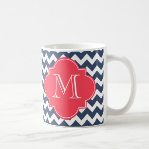 Anpassningsbarna Monogram för marin blå och röd Ch Kaffemugg