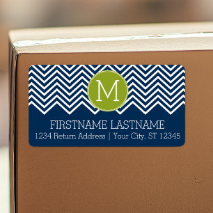 Anpassningsbarna Monogram för marinblå och limmarg Adressetikett