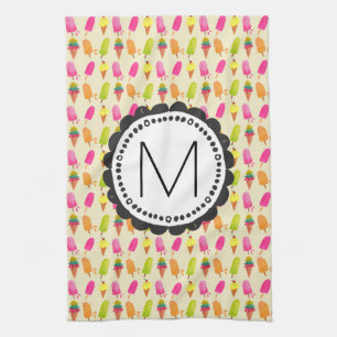 Anpassningsbarna Monogram för populationer och isk Kökshandduk