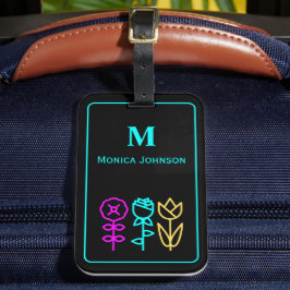 Anpassningsbarna Monogram Namn med minimalistisk l Bagagebricka