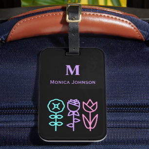 Anpassningsbarna Monogram Namn med minimalistisk l Bagagebricka