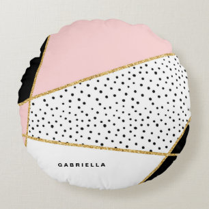 ANPASSNINGSBARNA MÖNSTER i ABSTRAKTEN ROSA OCH SVA Rund Kudde