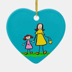 Anpassningsbarna Mor och Dotter Familj Art Ornamen Julgransprydnad Keramik