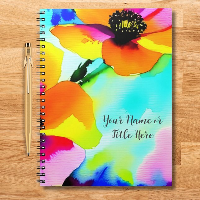 Anpassningsbarna Mors dag i BrightStor Anteckningsbok (Watercolor floral notebook customized with your name or title with bright California poppies.)