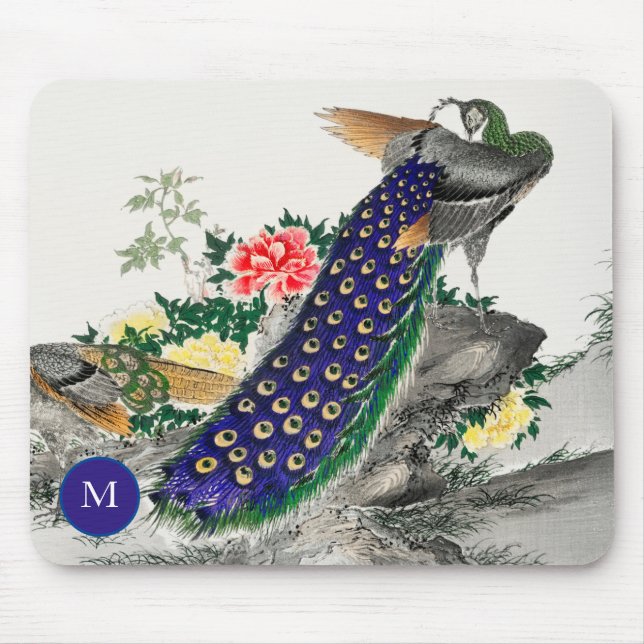 ANPASSNINGSBARNA MOUSE PAD PEACOCK PRINT JAPANESE  MUSMATTA (Framsidan)