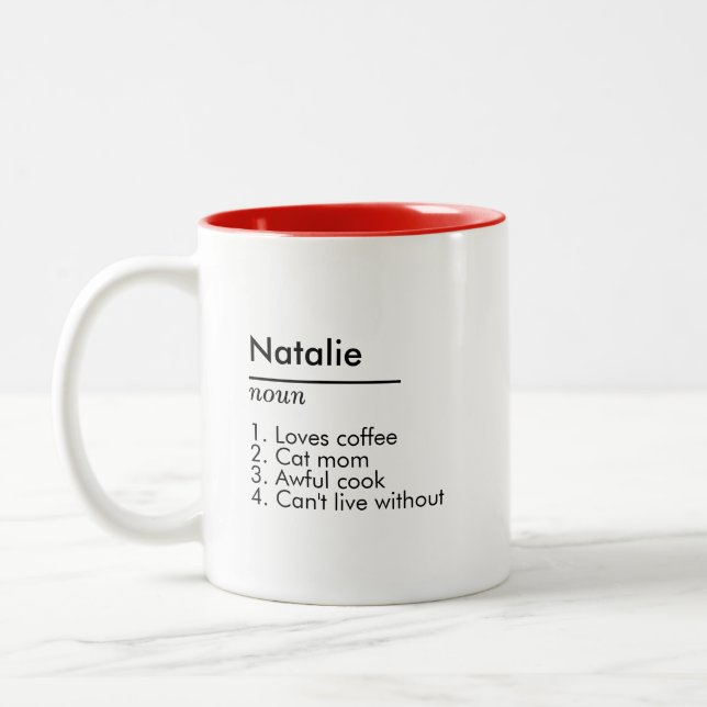 Anpassningsbarna Namn Definition Gift för hennes P Två-Tonad Mugg (Vänster)