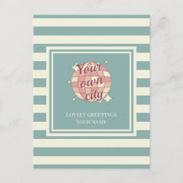 Anpassningsbarna namn i tealbeige med vykort