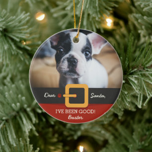 Anpassningsbarna Namn och Hund vid jultomten Julgransprydnad Keramik