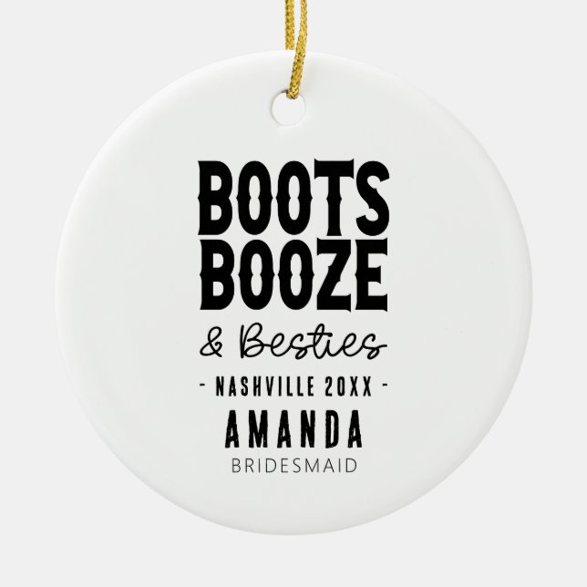 Anpassningsbarna Nashville Bachelorette Boots Spri Julgransprydnad Keramik (Framsidan)
