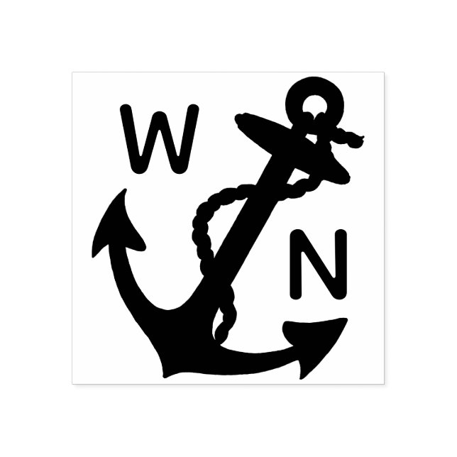 Anpassningsbarna Nautical Anchor Monogrammed Initi Stämpel (Tryck)