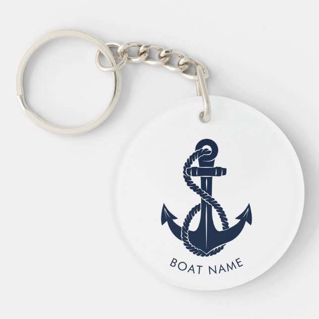 Anpassningsbarna Nautical Anchor Navy Blue Boat Na (Framsidan)