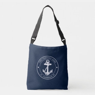 Anpassningsbarna Nautical Anchor Navy Blue Boat Na Axelväska