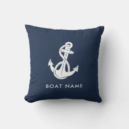 Anpassningsbarna Nautical Anchor Navy Blue Boat Na Kudde