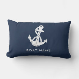 Anpassningsbarna Nautical Anchor Navy Blue Boat Na Lumbarkudde