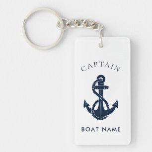 Anpassningsbarna Nautical Boat Namn Navy Blue Anch Nyckelring