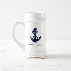 Anpassningsbarna Nautical Boat Namn Navy Blue Anch Sejdel